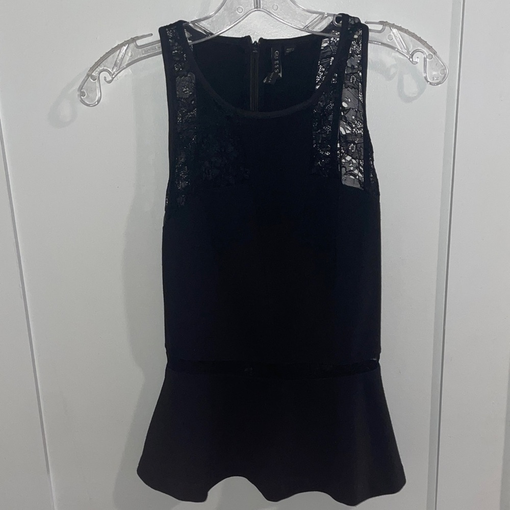 Guess Chic Black Lace Sleeveless Blouse